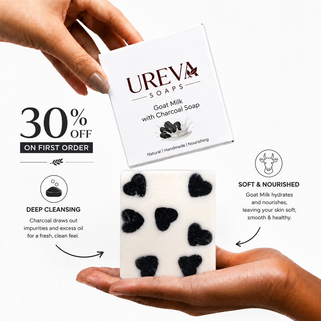 UREVA Goat Milk with Charcoal Soap – Handmade Natural Cleansing Bar